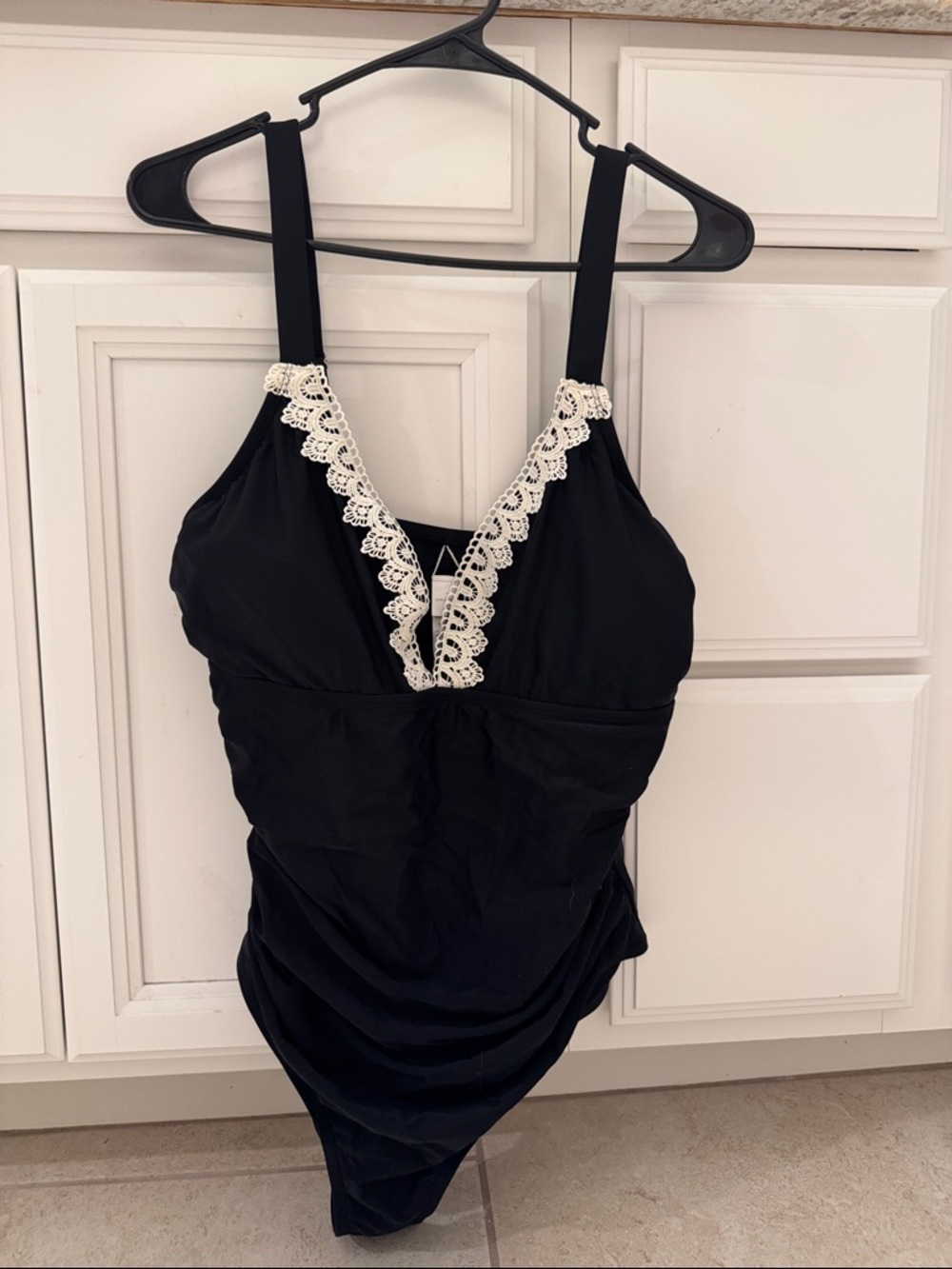 CUPSHE Black Lace-Trim One-Piece Swimsuit 1X